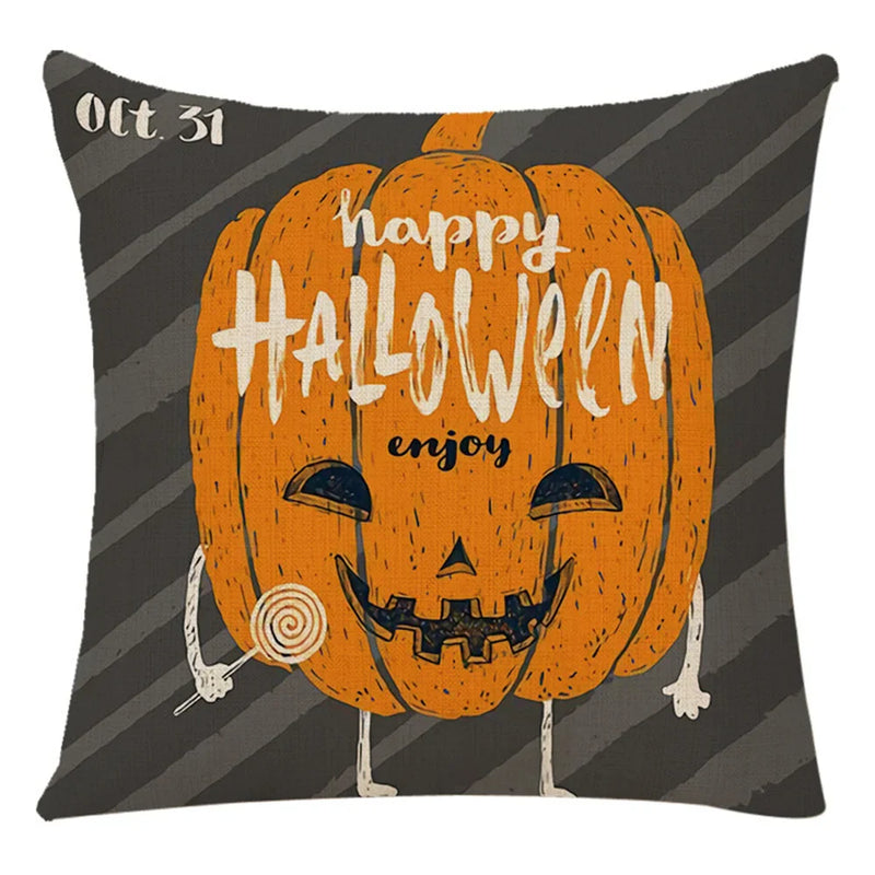 Axyaa Halloween Spider Pillowcase Black Castle Owl Thanksgiving Square Cushion Cover