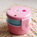 Axyaa Kids Animal Bento Lunch Box: Double-layer Round Snack Box, Microwave Safe, Portable