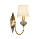 Axyaa Ceramic Copper Wall Lamp Single Head Fabric Bedroom Bedside Light