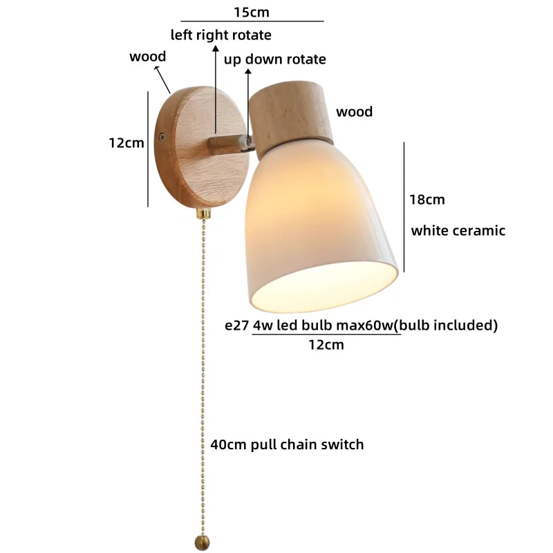 Axyaa Ceramic LED Wall Sconce: Nordic Minimalist White Bedroom Light