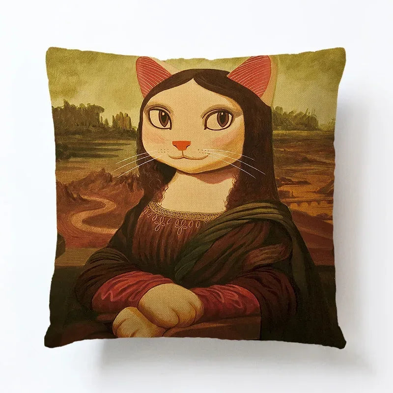 Axyaa Cartoon Animal Linen Pillowcase for Home Sofa Decor