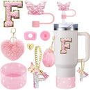 Axyaa Cup Accessories Set for 30oz 40oz Stanley Cup - Silicone Boot, Handle Charm, Initials Sticker