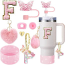 Axyaa Cup Accessories Set: Butterfly Straw, Cover, Cap, Boot, Handle Charm, Initials Sticker