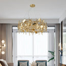 Modern Gold Chandelier Luxury Round Dining Room Lighting Fixture Golden Large Kitchen Island Home Decor Light Axyaa