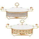 Axya Alcohol Furnace Wok Set with Oval Ceramic Buffet Table