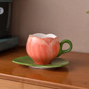 Axyaa Tulip Ceramic Coffee Cup Set - European Design Mug for Afternoon Tea and Breakfast