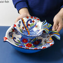 Axyaa Fish-Shaped Ceramic Bowl for Fruit Salad, Soup, Dessert, Snacks, Noodles - Restaurant Tableware