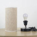Axyaa Minimalist Linen Desk Lamp | Modern LED Table Light for Bedroom and Study