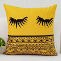 Axyaa Black Yellow Alphabet Letter Cushion Cover - Square Polyester Pillow Case