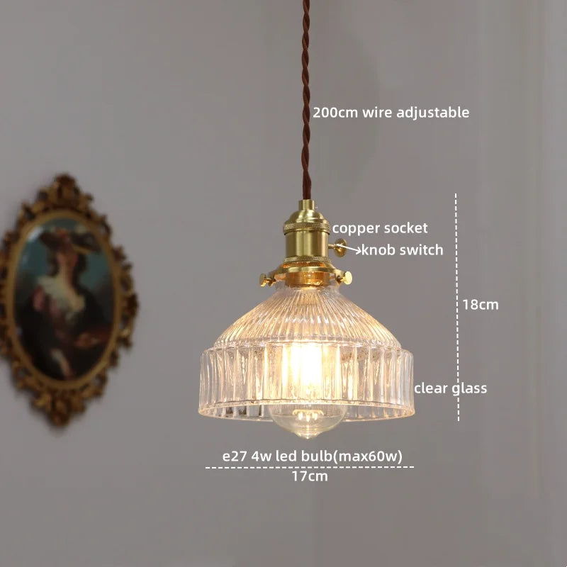 Axyaa Modern LED Glass Copper Pendant Light with Knob Switch