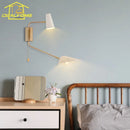 Axyaa Copper Swing Arm Wall Lamp Double Head LED E27 Gold/Black/White - Bedroom Sofas