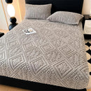 Axyaa Plush Jacquard Velvet Fitted Bed Sheet for Double King Queen Bed
