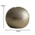 Axyaa Golden Hammer Ceramic Vase Round Flower Pots Aesthetic Room Decor