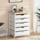 Axyaa Industrial 5-Drawer File Cabinet with Wheels, Wood Office Storage Unit