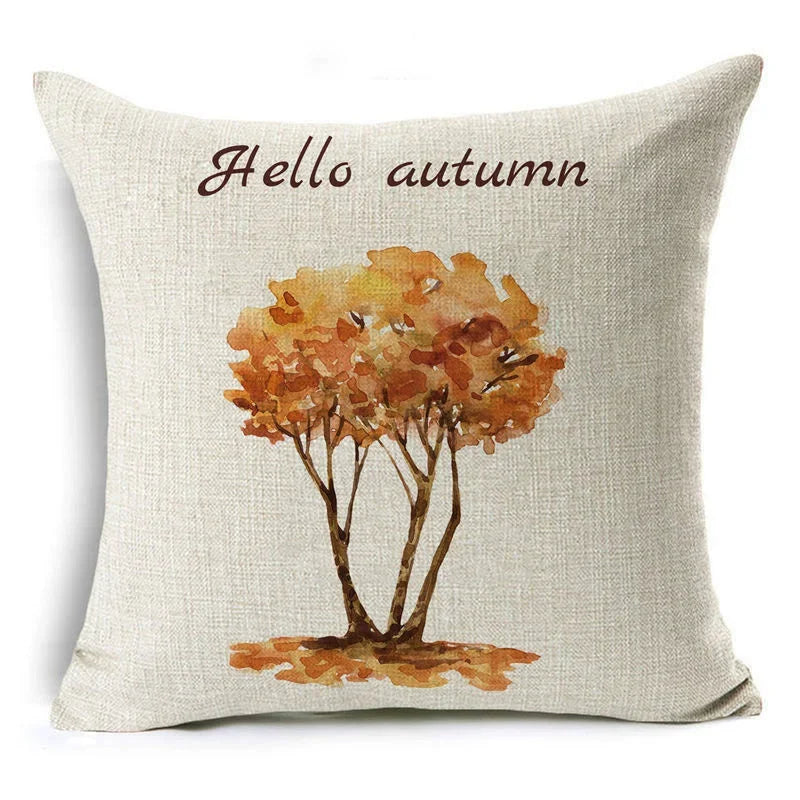 Axyaa Autumn Print Style Thanksgiving Pillow Case - Decorative Plant Cushion Cover
