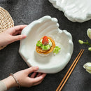 Axyaa Double Layered Buddha Hand Ceramic Plate for Desserts, Snacks, and Fruit Salad