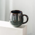 Axyaa Ceramic Vertical Pattern Coffee Mug, Japanese Style, Large Capacity, Retro Design