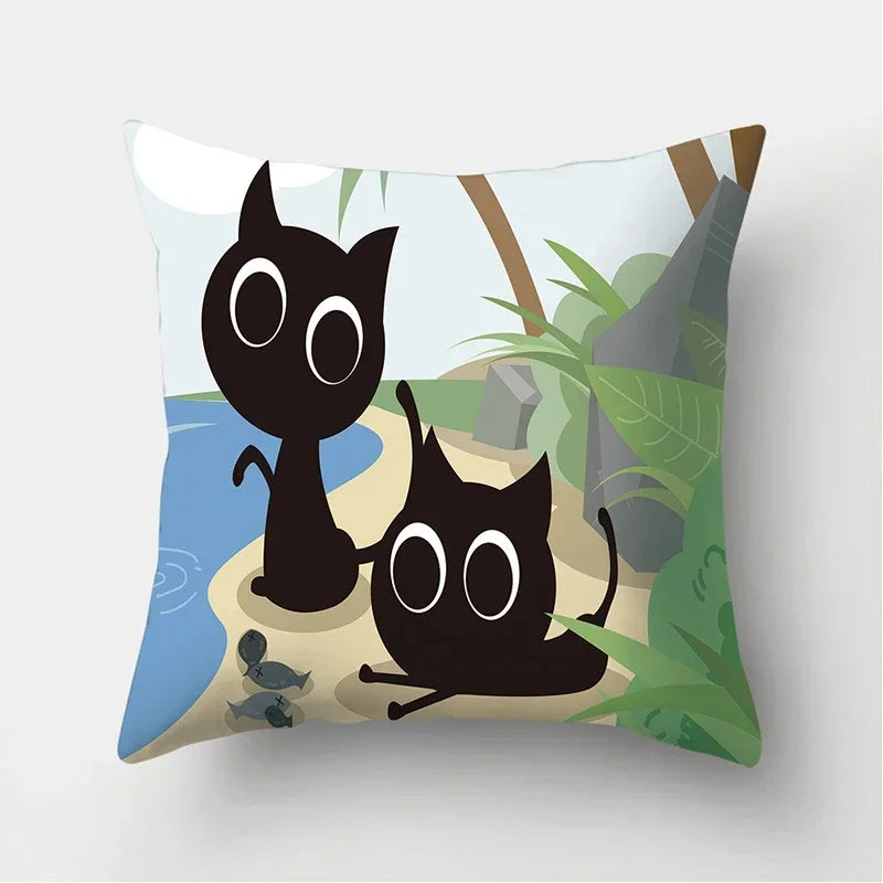 Cat Pattern Cushion Cover for Axyaa Brand Decorative Throw Pillow.