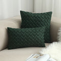 Axyaa Navy Blue Suede Pillow Cover with Green Woven Pattern - 45x45cm/30x50cm