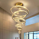 Axyaa Luxury Crystal Pendant Chandelier for Modern Stairs, Dimmable Globe Design