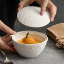 Axyaa Matte Ceramic Bowl with Lid for Soup, Steamed Egg, Dessert & Snack Bowls