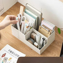 Axyaa Desktop Stationery Organizer - Plastic Compartments for Pens, Notebooks, and Office Supplies