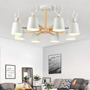 Axyaa Iron Antler Chandelier Kitchen Restaurant Bar Lighting E27, Nordic Minimalist Modern, Black White Wood
