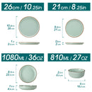 Axyaa LOIRE 16/32 Piece Green Ceramic Dinnerware Set - Oven Safe Stoneware