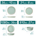 Axyaa LOIRE 16/32 Piece Green Stoneware Dinnerware Set for Oven - 4 Plates/Bowls