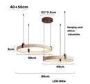 Axyaa Natural White Stone LED Chandelier Wood Deco Fixture