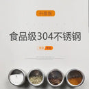 Axya Stainless Steel Spice Jars Set with Wall Mounted Rack & Wipeable Labels