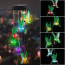 Solar-Powered Hummingbird Wind Chimes - LED Light - Outdoor Garden Decor by Axyaa