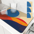 Axyaa Geometric Absorbent Kitchen Mat: Quick Dry, Antiskid, Drain Pad