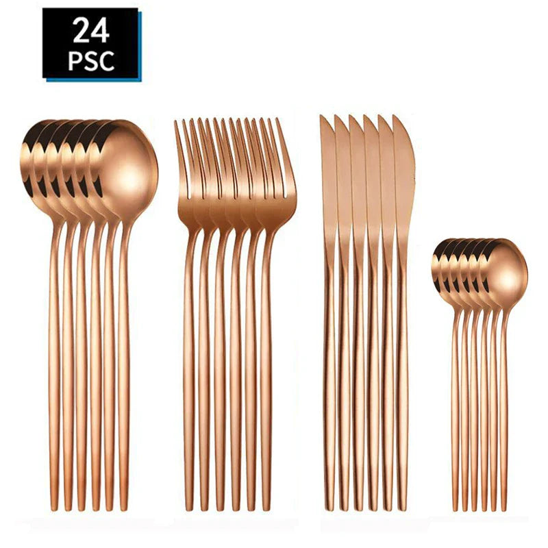 Axyaa Stainless Steel Outdoor Travel Tableware Set - 24pcs