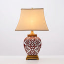 Axyaa Red Ceramic Table Lamp: Retro Style for Living Room, Bedroom, or Wedding Dowry