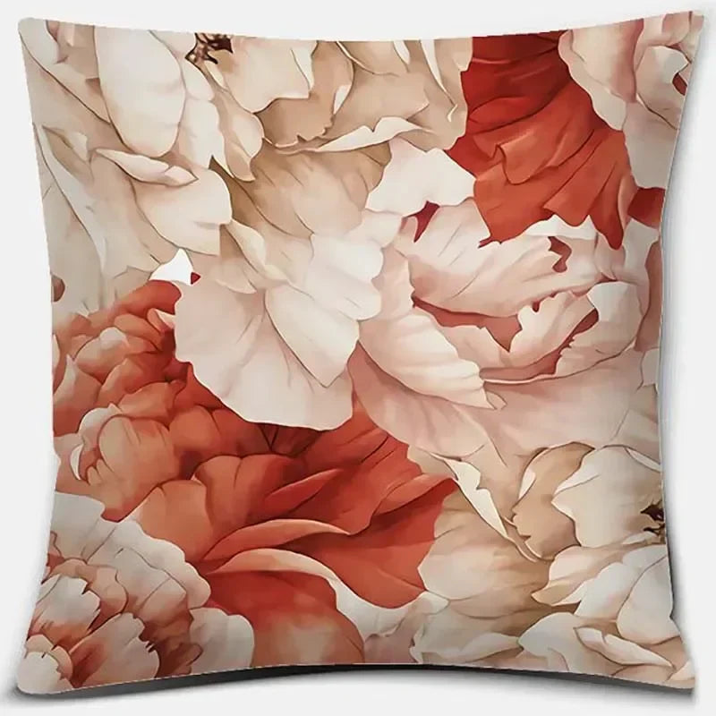 Pink Flower Pattern Cushion Cover by Axyaa - 45x45cm Decorative Pillowcase