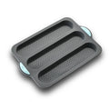 Axyaa Silicone French Bread Baking Tray | Non Stick Cake Mold for Grey Three Grid Method