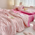 Axyaa Summer Seersucker Comforter Quilt - Cool & Refreshing Machine Washable Blanket