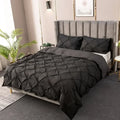 Axyaa 3D Pinch Pleated Duvet Cover Set 240x220 Solid King Queen Size Bedding Pillowcases