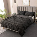 Axyaa 3D Pinch Pleated Duvet Cover Set 240x220 Solid King Queen Size Bedding Pillowcases