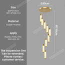 Axyaa Villa Pendant Light: Modern Loft Duplex Design, Rotating Staircase, Marble Copper Texture