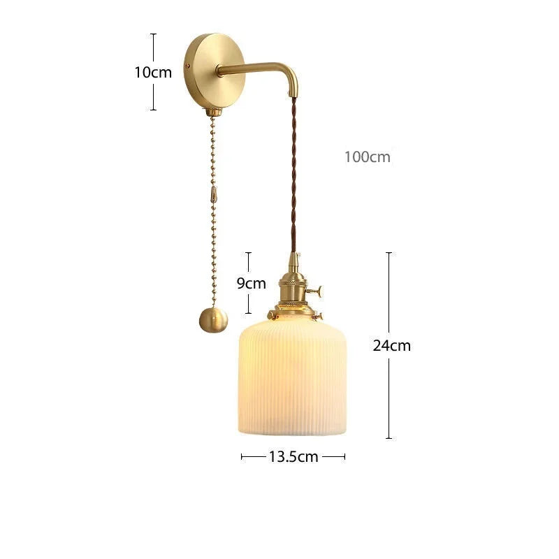 Axyaa Nordic LED Wall Light - Adjustable Copper Ceramic Fixture for Bedroom Living Room