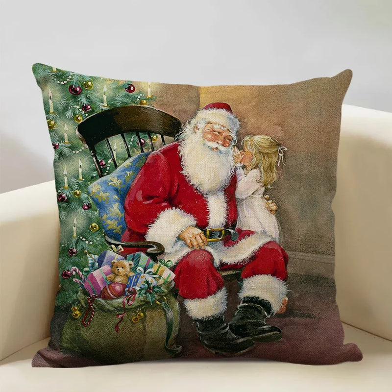 Axyaa Christmas Tree Santa Claus Cushion Cover 45x45cm