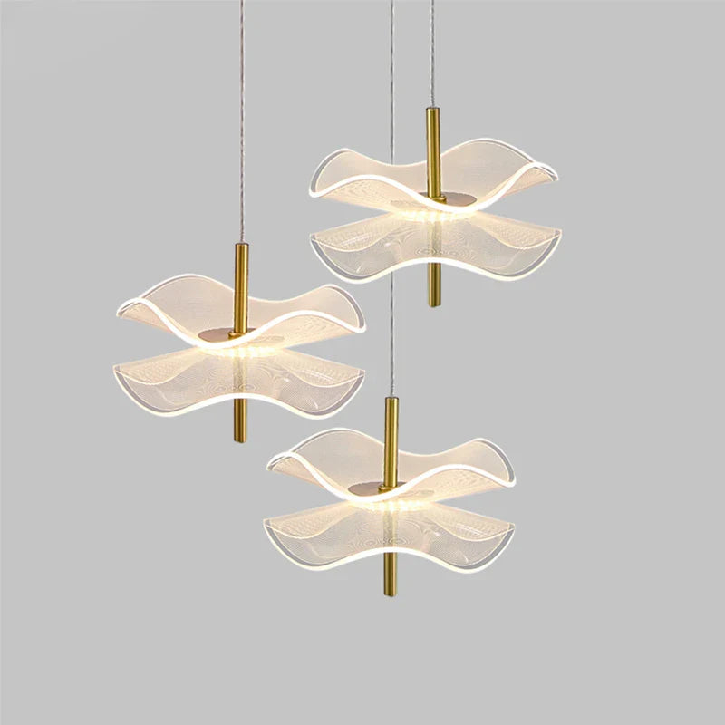 Axya Lotus Leaf Pendant Light: Modern Acrylic Design LED Chandelier for Bedroom and Dining Room