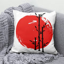 Axyaa Lucky Cat Mount Fuji Art Cushion Cover - Japanese Style Throw Pillow