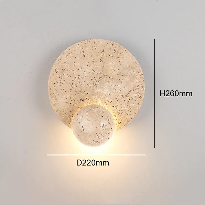Axyaa White Cave Stone Disk Wall Lamp: Modern Room Decoration with LED Lights