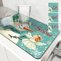 Axyaa Christmas Angel Kitchen Drying Mat Anti-slip Absorbent Draining Pad