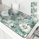 Axyaa Non-Slip Drying Mat for Kitchen Counter, Absorbent Plant Leaf Design