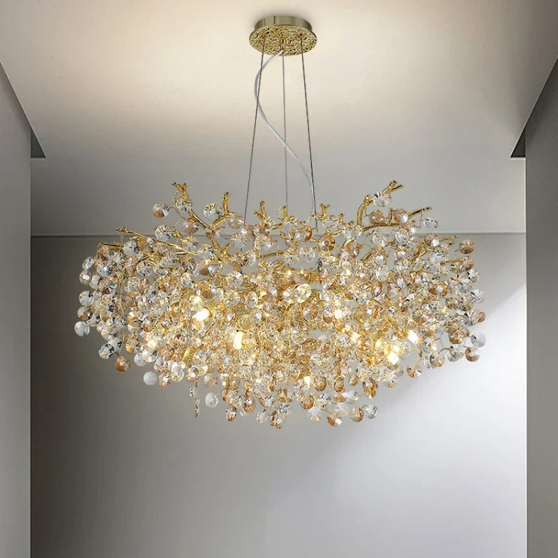 Axyaa Crystal Sun Chandelier: High-End Nano Electroplated Suspension Lamp for Elegant Lighting