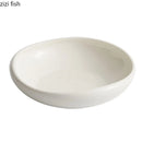 Axyaa White Ceramic Deep Salad Dessert Plate Set